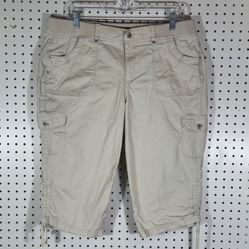 Gloria Vanderbilt Lana Khaki Tan Shorts Womens 12 Cotton Stretch D43587-DVN